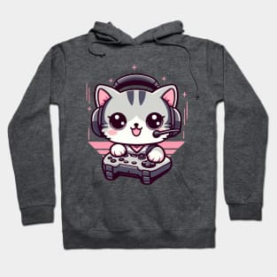 Gamer Kitty Kawaii Cat Playing Video Games Hoodie